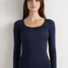 Long Sleeve Scoop Neck Top in Ultralight Modal with Cashmere Long Sleeve Scoop Neck Top in Ultralight Modal with Cashmere
