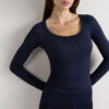 Long Sleeve Scoop Neck Top in Ultralight Modal with Cashmere Long Sleeve Scoop Neck Top in Ultralight Modal with Cashmere
