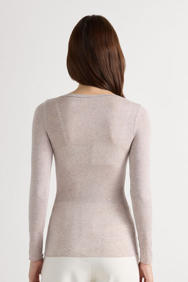Long Sleeve Scoop Neck Top in Ultralight Modal with Cashmere Long Sleeve Scoop Neck Top in Ultralight Modal with Cashmere