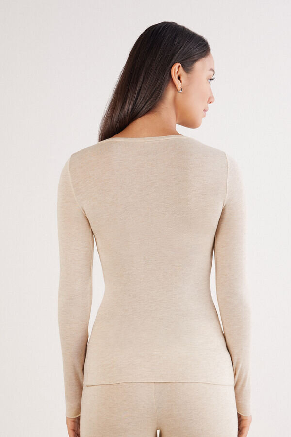 Long Sleeve Scoop Neck Top in Ultralight Modal with Cashmere Long Sleeve Scoop Neck Top in Ultralight Modal with Cashmere