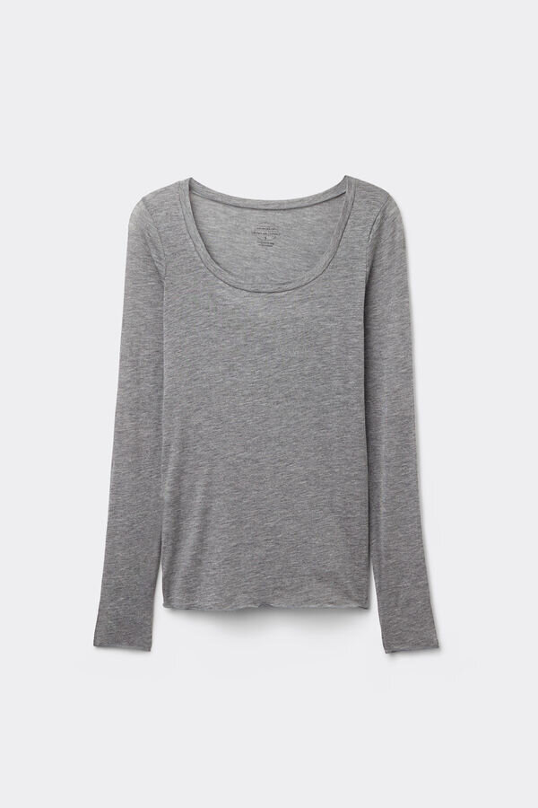 Long Sleeve Scoop Neck Top in Ultralight Modal with Cashmere Long Sleeve Scoop Neck Top in Ultralight Modal with Cashmere