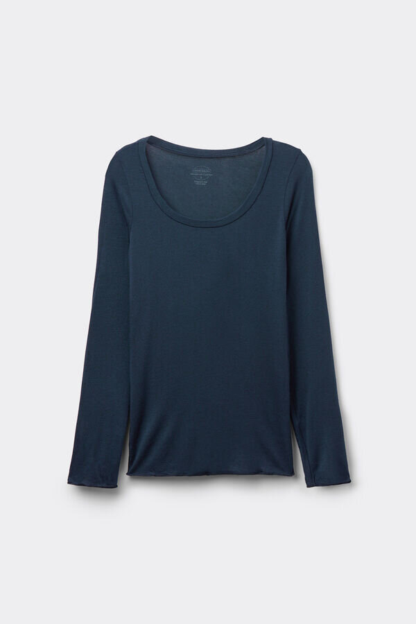 Long Sleeve Scoop Neck Top in Ultralight Modal with Cashmere Long Sleeve Scoop Neck Top in Ultralight Modal with Cashmere