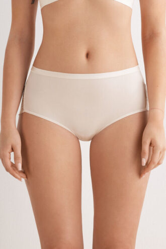 Microfiber and Lace High Rise Panties