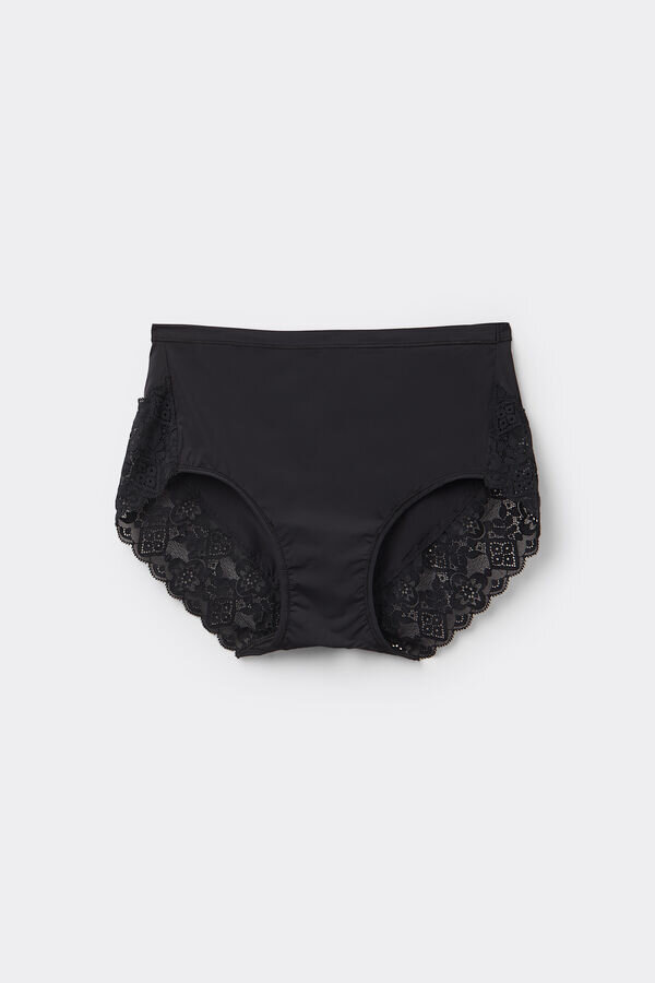 Microfiber and Lace High Rise Panties Microfiber and Lace High Rise Panties