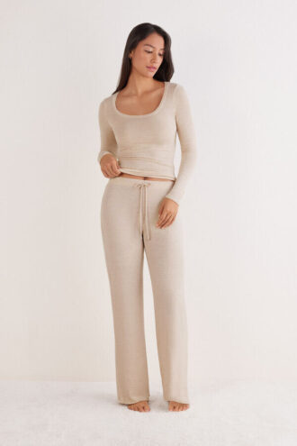 Modal and Cashmere Long Palazzo Pants