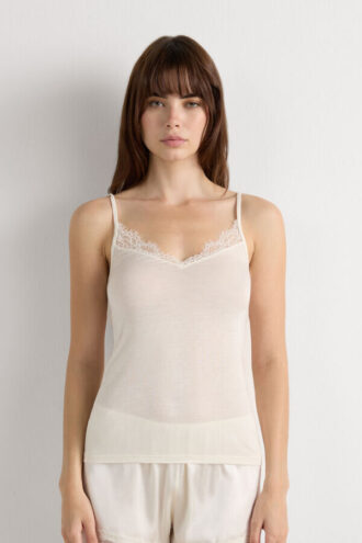 Modal Ultralight Cashmere Blend Top with Lace