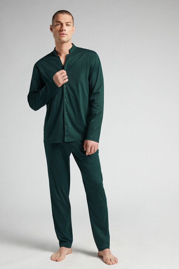 Open Front Full Length Pajamas in Cotton Open Front Full Length Pajamas in Cotton