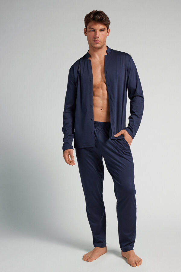 Open Front Full Length Pajamas in Cotton Open Front Full Length Pajamas in Cotton