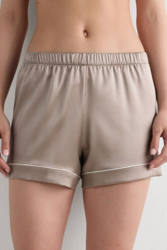 Piped Silk Shorts