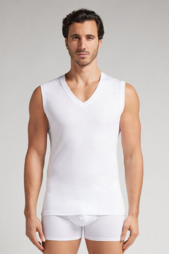 Premium Mercerized Cotton Tank Top with Wide Shoulder Bands