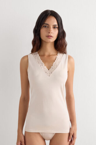 Pretty Flower Modal and Lace Tank Top