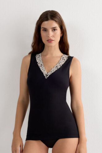 Pretty Flower Modal and Lace Tank Top