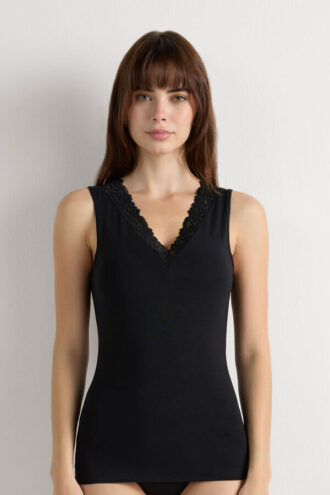 Pretty Flower Modal and Lace Tank Top