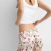 Pretty Flowers Print Silk Shorts