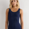 Raw Edge Round Neck Cotton Tank Top