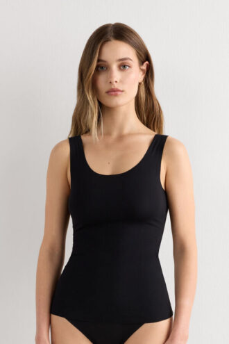 Raw Edge Round Neck Cotton Tank Top
