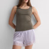 Raw Edge Round Neck Cotton Tank Top