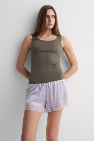 Raw Edge Round Neck Cotton Tank Top