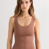 Raw Edge Round Neck Cotton Tank Top