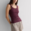 Raw Edge Round Neck Cotton Tank Top