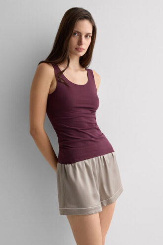 Raw Edge Round Neck Cotton Tank Top