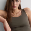 Raw Edge Round Neck Cotton Tank Top