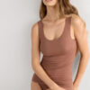 Raw Edge Round Neck Cotton Tank Top