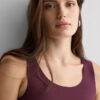 Raw Edge Round Neck Cotton Tank Top