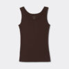 Raw Edge Round Neck Cotton Tank Top
