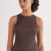 Ribbed Cotton Lame Tank Top