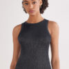 Ribbed Cotton Lame Tank Top