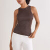Ribbed Cotton Lame Tank Top