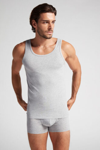 Round Neck Tank Top in Stretch Superior Cotton