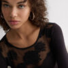 Sensual Texture Fresh Bamboo and Lace Long Sleeve Bodysuit