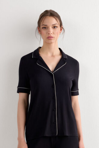 Short Sleeve Button Up Shirt in Modal