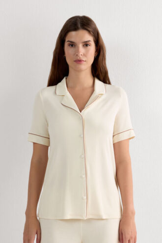 Short Sleeve Button Up Shirt in Modal