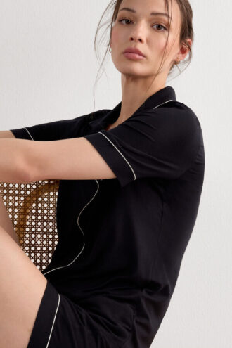 Short Sleeve Button Up Shirt in Modal