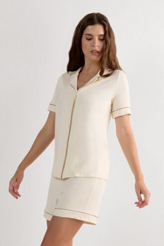 Short Sleeve Button Up Shirt in Modal