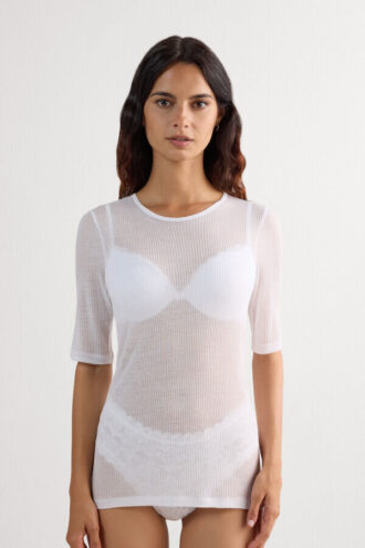 Short-Sleeved Top in Ultranatural with Cashmere