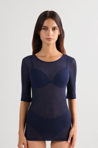 Short-Sleeved Top in Ultranatural with Cashmere