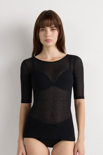 Short-Sleeved Top in Ultranatural with Cashmere