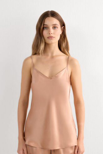 Silk Satin Top with V-Neckline