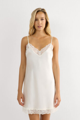 Silk Slip with Lace Insert Detail