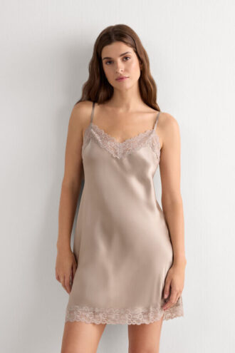 Silk Slip with Lace Insert Detail