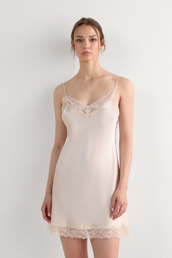Silk Slip with Lace Insert Detail Silk Slip with Lace Insert Detail