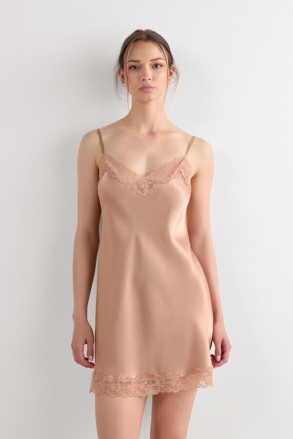 Silk Slip with Lace Insert Detail Silk Slip with Lace Insert Detail