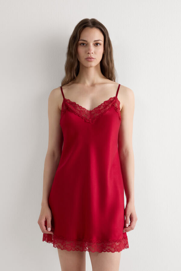 Silk Slip with Lace Insert Detail Silk Slip with Lace Insert Detail