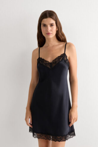 Silk Slip with Lace Insert Detail