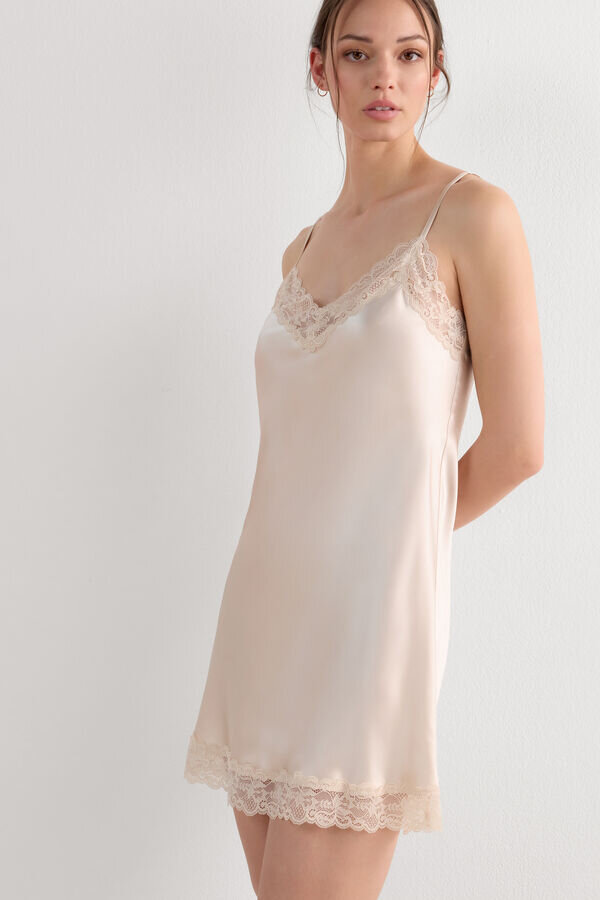 Silk Slip with Lace Insert Detail Silk Slip with Lace Insert Detail