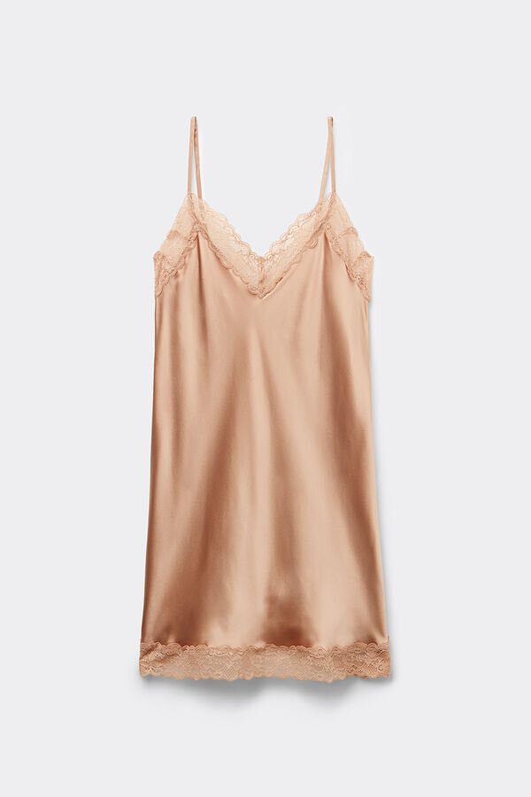 Silk Slip with Lace Insert Detail Silk Slip with Lace Insert Detail